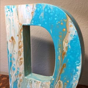 Blocky Letter D in Gold and Teal Home Desk Decor